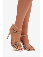 Dámské sandály na jehlovém podpatku s pásky a zlaté model 21821779 - Boto