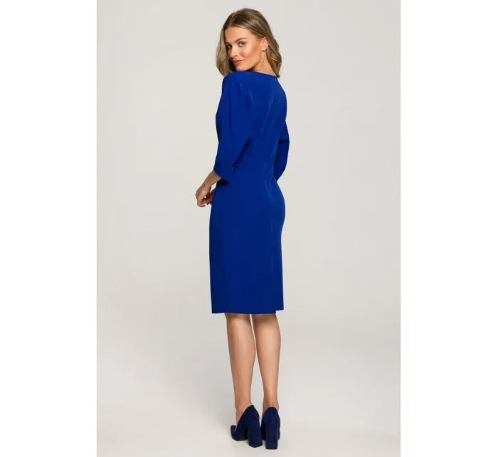 S324 Puzdrové šaty s netopierími rukávmi - kráľovská modrá S324 Puzdrové šaty s netopierími rukávmi - kráľovská modrá
