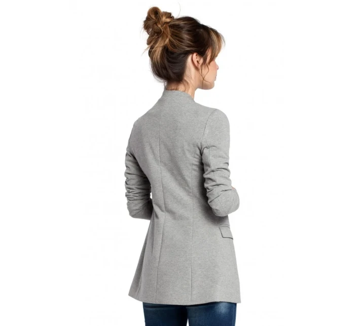 B030 Pletená bunda bez goliera - čierna