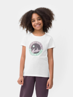 Dievčenské tričko s potlačou 4FJSS23TTSHF388-10S biele - 4F