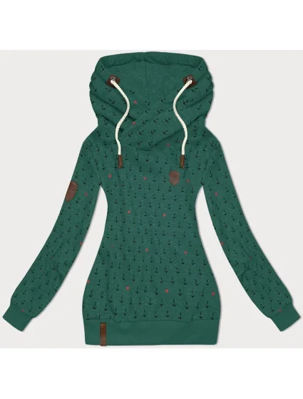 Dámska vzorovaná tyrkysová mikina (2304)