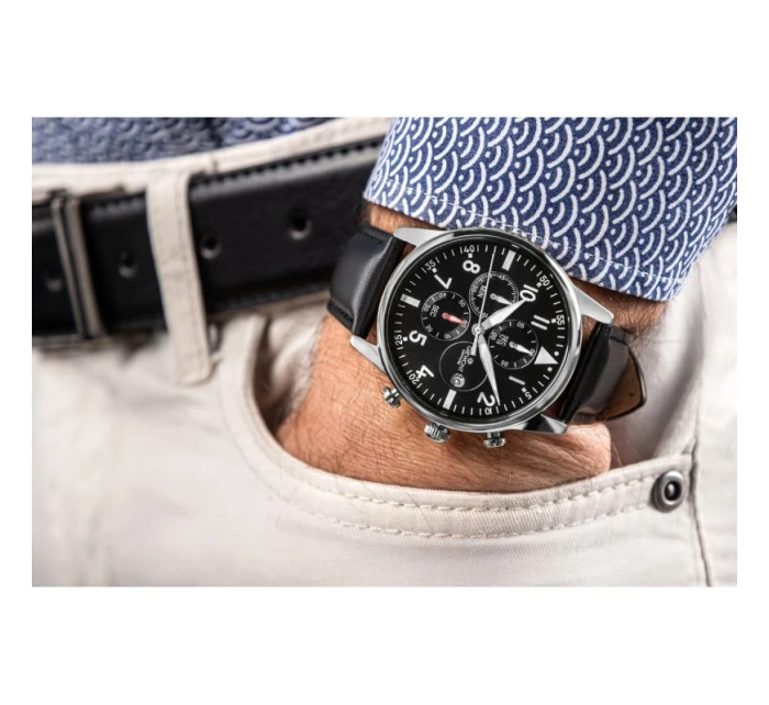 Pánské hodinky Chronograph Sapphire Black Silver model 21807523 - Giewont Pánské hodinky Chronograph Sapphire Black Silver model 21807523 - Giewont