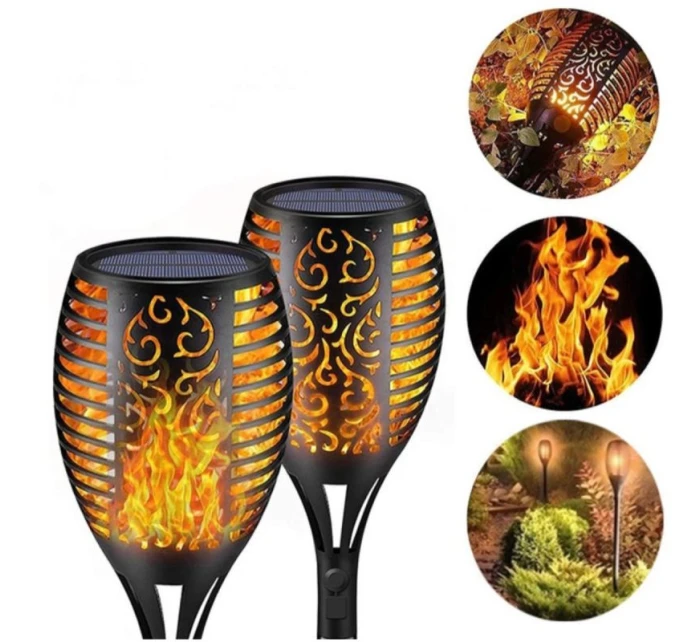 SOLÁRNA BATERKA TANCUJÚCE PLAMENE 12X12X78CM 36 LED XXXL