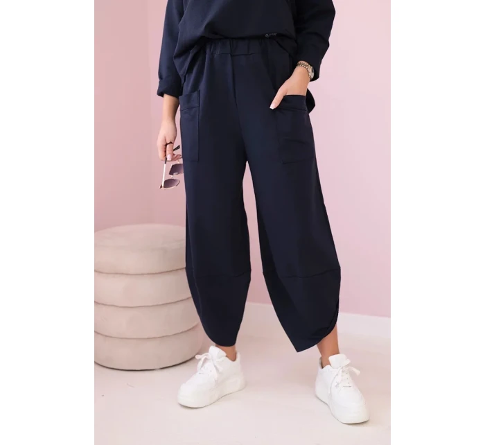 Bavlněná mikina kalhoty set námořnictvo Bavlněná mikina kalhoty set námořnictvo