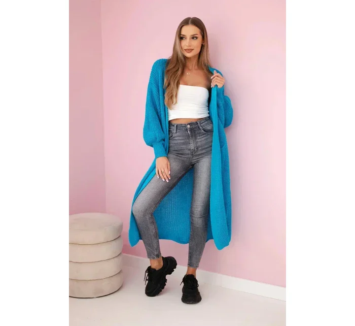 Dlhý sveter tyrkysovej farby