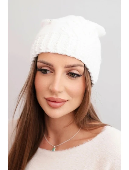 Dámská zimní čepice z vlny s ozdobným  bílá model 21866356 - K-Fashion