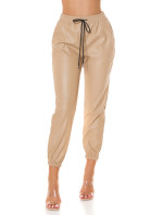 Trendy Highwaist leatherlook pants "Joggerstyle"