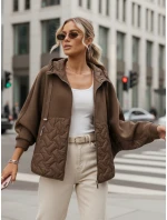 Dámska prechodná oversize bunda s kapucňou hnedá FashionStreet TY5593