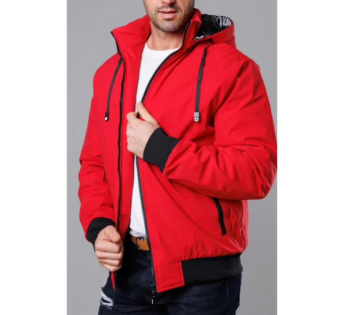 Červená pánska športová bunda s kapucňou (5M3111-270)