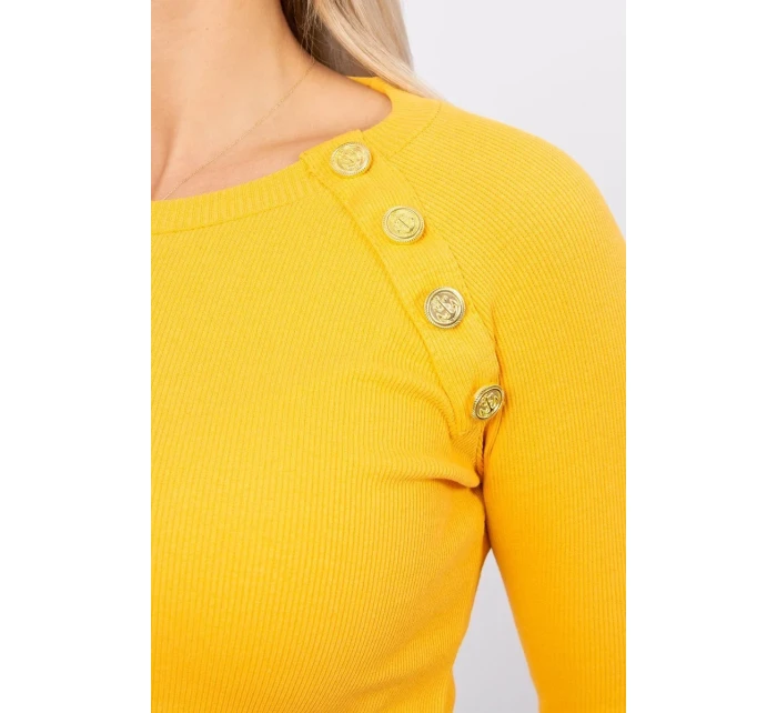 Šaty s ozdobnými knoflíky hořčicové barvy