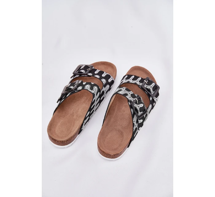 Klapki Damskie Z Klamrami I Brokatem S.Barski RB51-006 Czarne Klapki Damskie Z Klamrami I Brokatem S.Barski RB51-006 Czarne