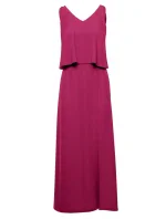 K048 Maxi šaty s volánom - slivka