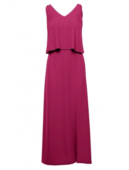 model 18002660 Maxi šaty s volánem švestka - Makover