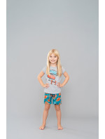 Oceania dievčenské pyžamo s krátkym rukávom a krátkymi nohavicami - svetlý melír/potlač