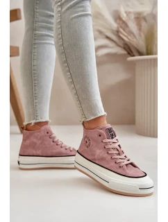 Zateplené dámske tenisky na platforme z eko kože Big Star Pink