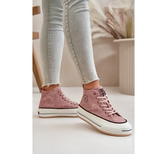 Zateplené dámske tenisky na platforme z eko kože Big Star Pink Zateplené dámske tenisky na platforme z eko kože Big Star Pink
