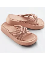 Béžové dámske šľapky s plochou podrážkou (CM-59)