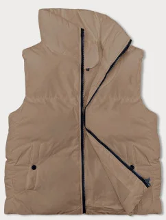 Tmavě béžová péřová dámská vesta se stojáčkem model 18914593 - J.STYLE