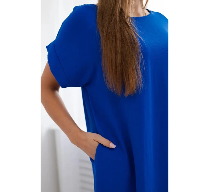 Šaty s vreckami chrpová modrá