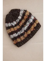 Dámska zimná čiapka s farebným vláknom a elastickou šnúrkou K352 hnedá+biela