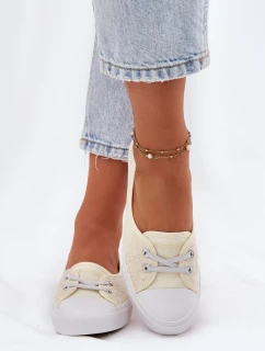 Tenisówki Trampki Damskie Z Haftem Lee Cooper LCW-25-31-3445L Beżowe