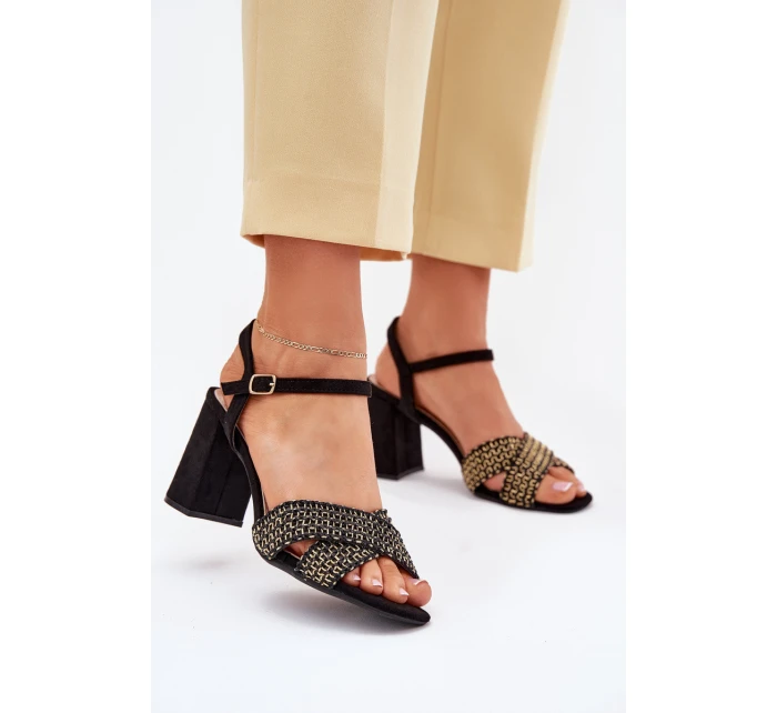 Dámské sandály na podpatku černé model 21702328 - Boto