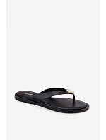 Dámske ploché žabky so zlatými detailmi Black Tella Dámske ploché žabky so zlatými detailmi Black Tella