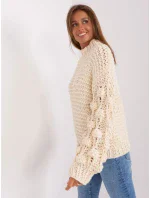 Sweter AT SW model 18895510 jasny beżowy - FPrice Sweter AT SW model 18895510 jasny beżowy - FPrice