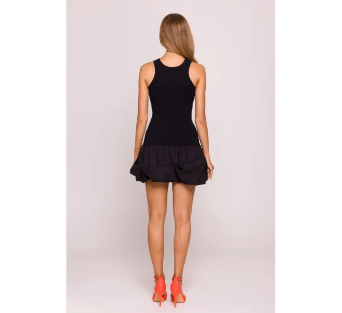 M863 Šaty Bubble hem racer - čierne