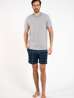 Pánske pyžamo Ruben, krátky rukáv, krátke nohavice - melange/print