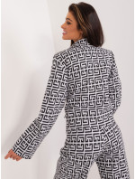 Šedo-čierne dvojradové sako s geometrickým vzorom