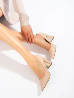 Exkluzívní hnědé dámské lodičky na širokém podpatku