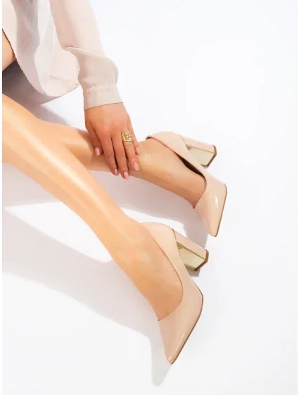 Exkluzívní hnědé dámské lodičky na širokém podpatku Exkluzívní hnědé dámské lodičky na širokém podpatku