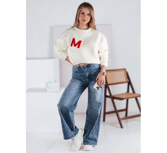 Dámska oversize mikina AVENUE ecru FashionStreet BY1353