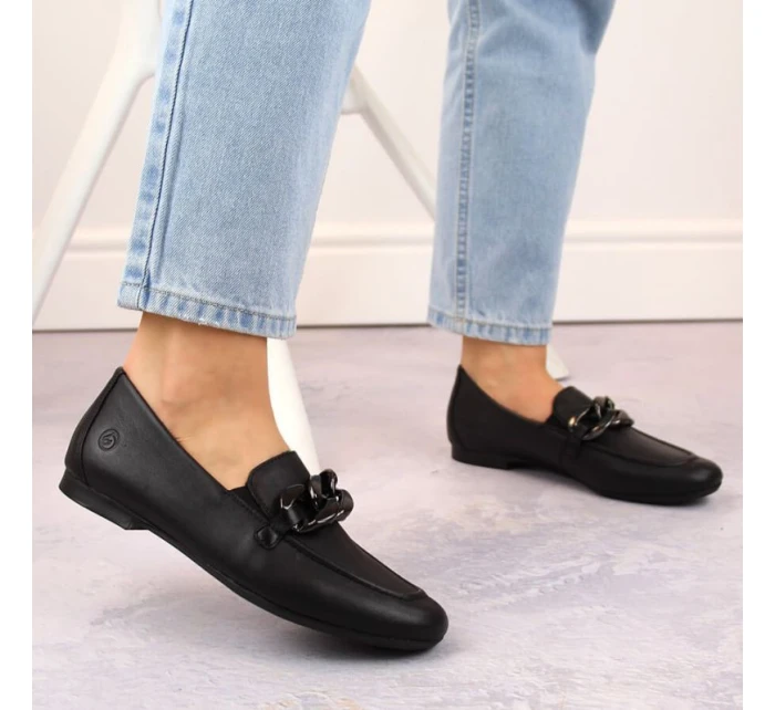 Remonte W RKR645 čierna kožená pohodlná poltopánka na retiazke Remonte W RKR645 čierna kožená pohodlná poltopánka na retiazke