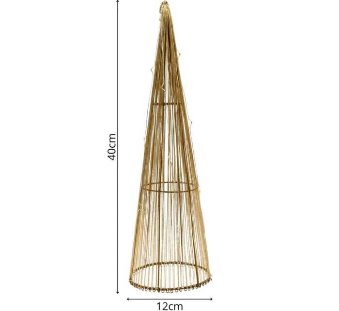 VIANOČNÝ STROMČEK DEKORATÍVNY ZLATÝ LED TEPLÁ BIELA 40CM