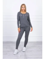 Súprava s gombíkovým výstrihom grafitová