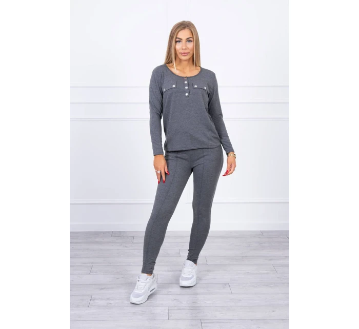 Súprava s gombíkovým výstrihom grafitová