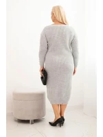 Dámské pletené šaty Plus Size s model 21393342 šedá - K-Fashion