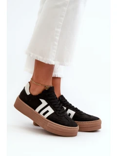 Dámské kožené tenisky na platformě černé model 21665868 - Zazoo