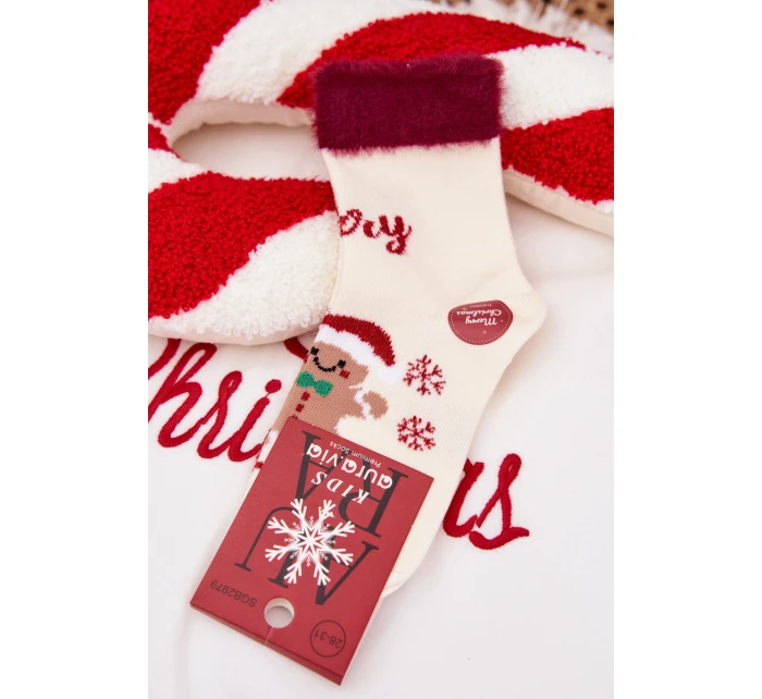 Vánoční dětské ponožky a  alpaka ecru model 21786773 - Aura.via