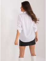 Dámske biele bavlnené tričko s golierom