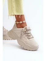 Dámske tenisky na robustnej podrážke s ozdobným šnurovaním béžovej farby Relissa Dámske tenisky na robustnej podrážke s ozdobným šnurovaním béžovej farby Relissa
