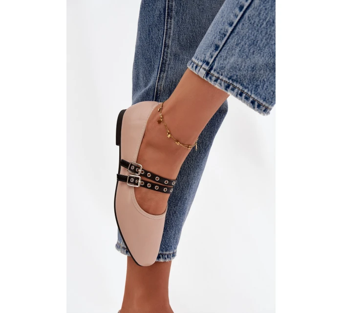 Dámské baleríny s pásky model 21836997 – béžové - Kesi