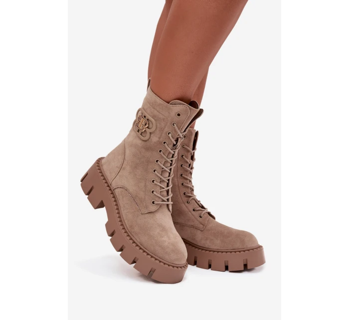 Dámska zateplená členková obuv so zdobením DA183P Beige - Seastar Dámska zateplená členková obuv so zdobením DA183P Beige - Seastar