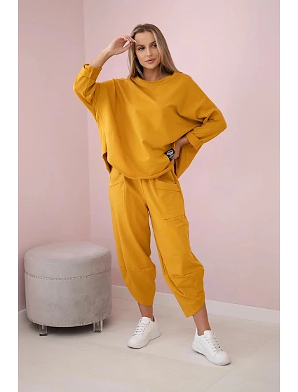 Bavlněná mikina kalhoty set model 22155377 hořčice - Kesi