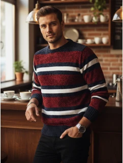 Pánský pruhovaný svetr červený Dstreet model 21982500 - FashionStreet