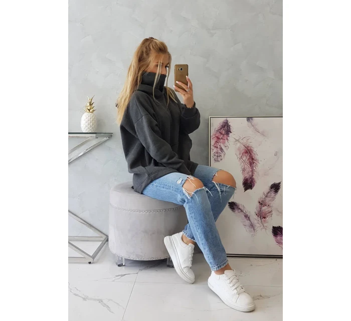 Zateplená mikina se zipem na zádech grafitová