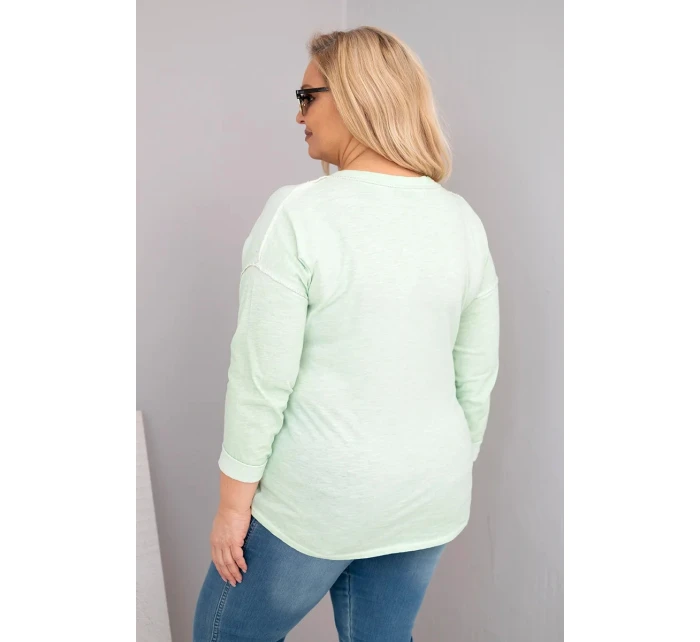 Dámska blúzka v nadmernej veľkosti s potlačou Love You More mint