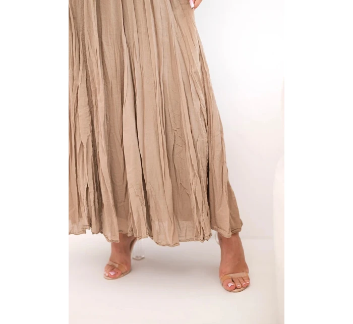 Dámska maxi bavlnená sukňa s elastickým pásom camel Dámska maxi bavlnená sukňa s elastickým pásom camel